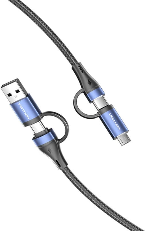 Kabllo 4-në-1 Vention CTLLH, 1m, USB 2.0, e zezë