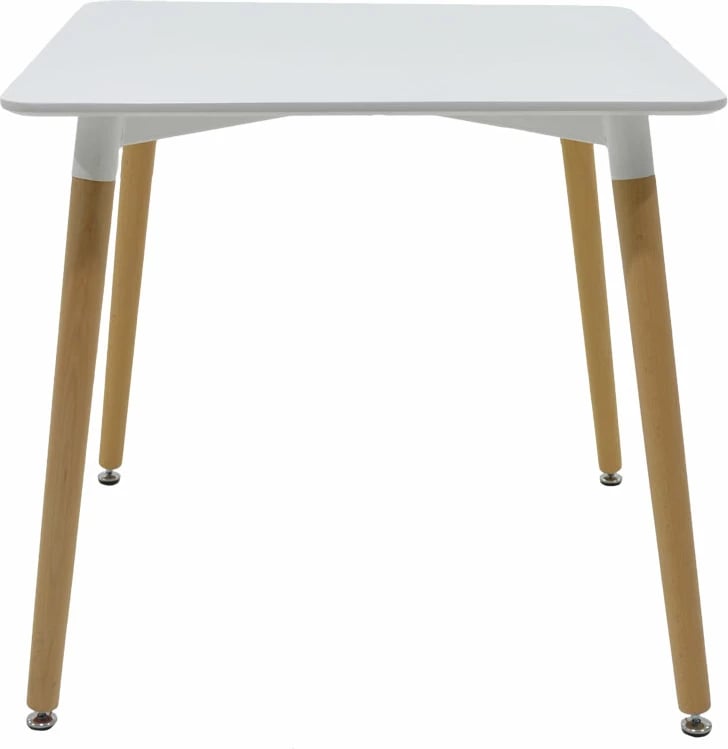 Tavolinë me karrige Natali-Gaston set prej 5 copash MDF dhe dru ahu, hije gri-bardhë-natyrale, 80x80x76cm