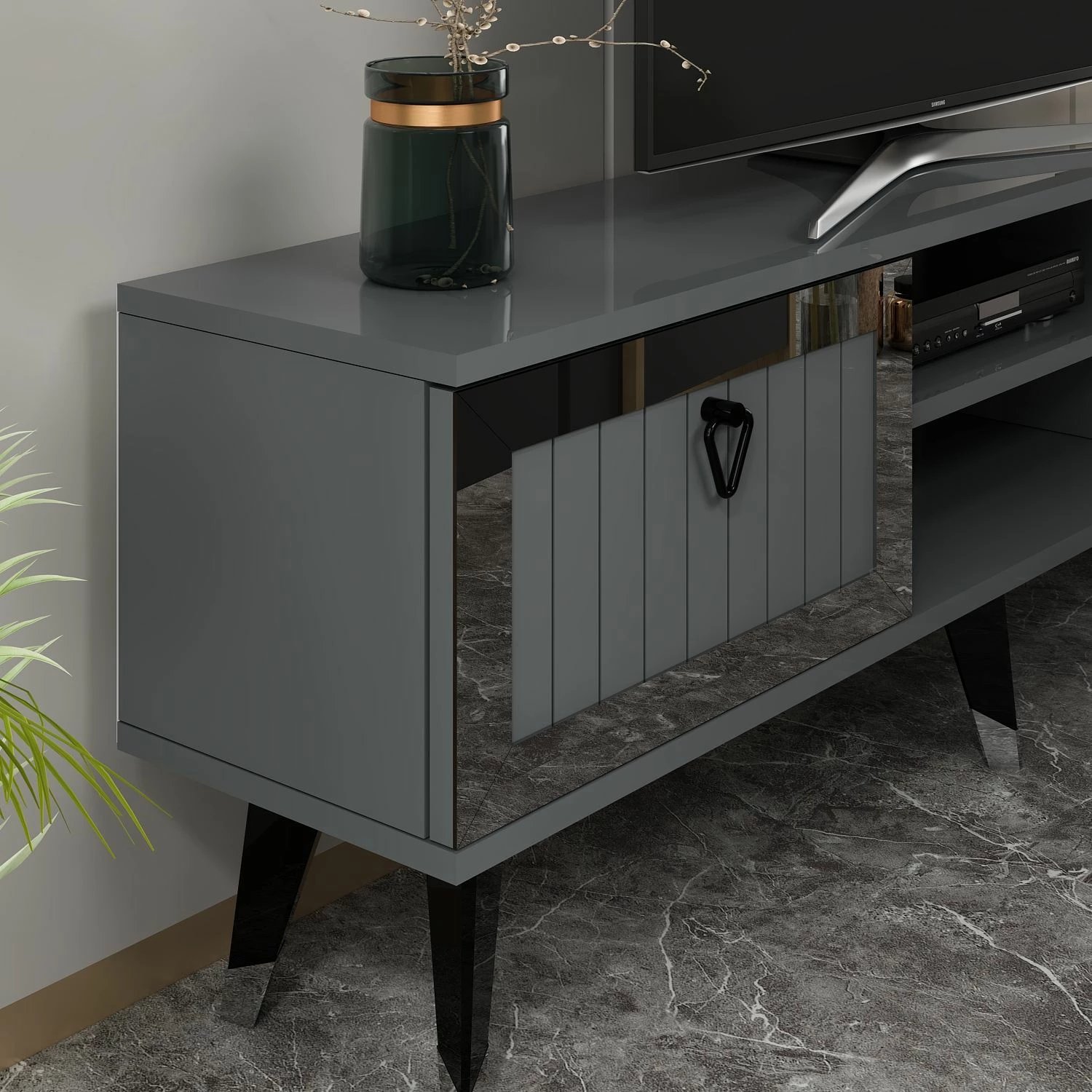 Komodë për TV Skye Decor, Lidya, anthracite, argjend