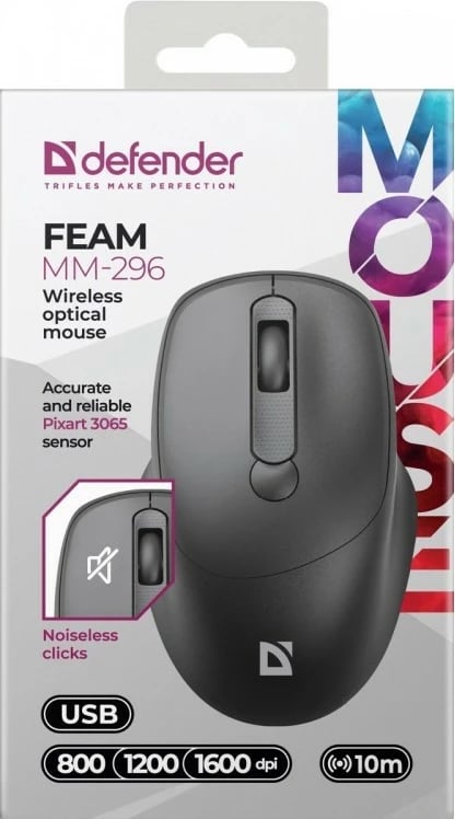 Maus wireless Defender Feam MM-296 RF, 1600 DPI, i zi