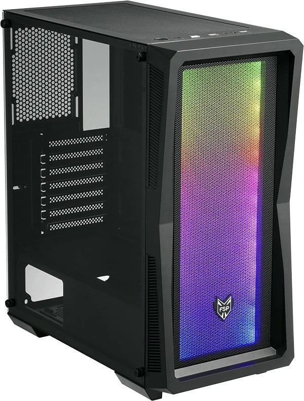 Kasë FSP CMT212A, mid tower, xham i temperuar, 4x120mm ventilatorë, e zezë