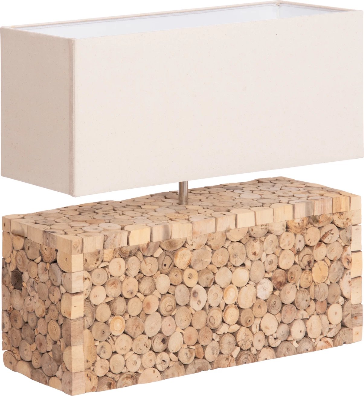 Llambë tavoline Twiggy, dru natyral, kapak i bardhë, FH4437, 50.5x16x45.5cm