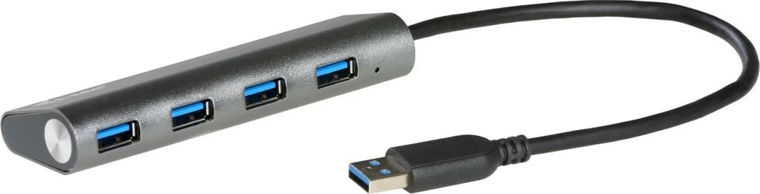 Kasë USB HUB i-tec U3HUB448, 4 porta USB 3.0, Metal, me karikim, Zezë/Gri