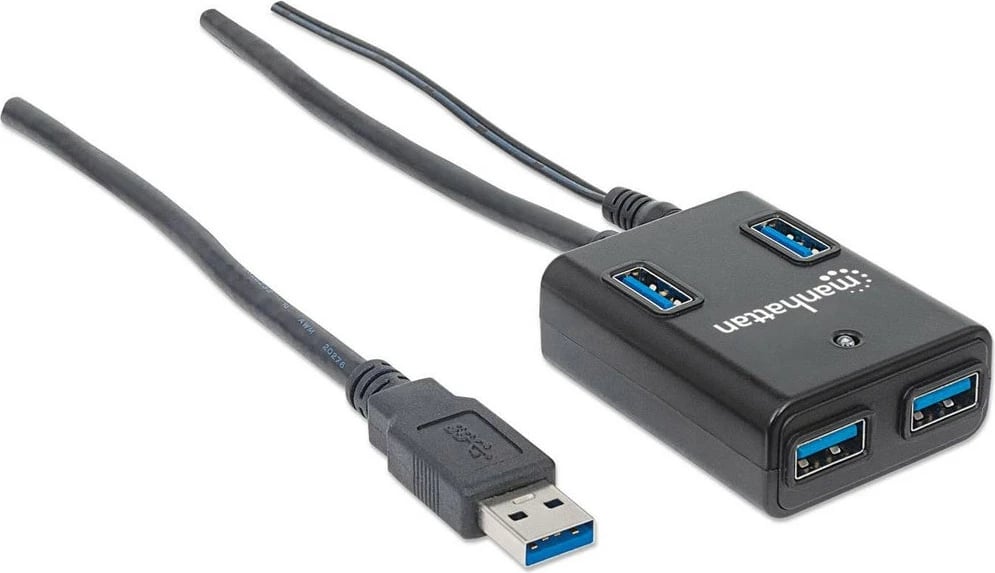 USB hub MANHATTAN 4-porta USB 3.0, me rrymë, zi