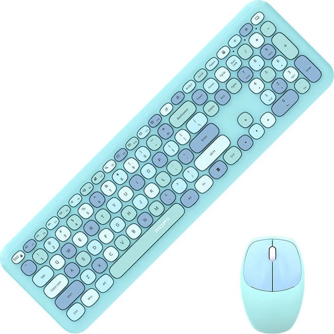 Set tastierë + maus wireless MOFII SMK-666395AG, Membranë, 112 taste, 1200 DPI, Kaltër