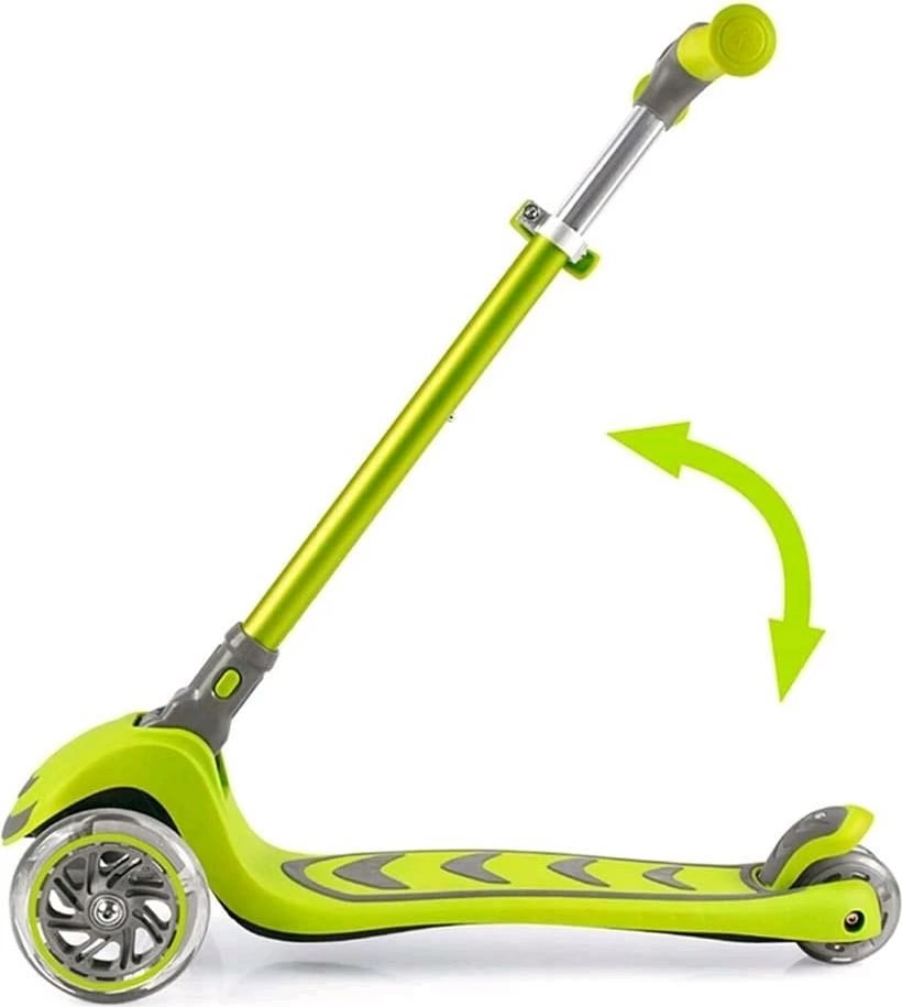 Trotinet fëmijësh, Milly Mally Boogie, 3 rrota, timon me balancë, rregullim 3 nivele, rrota me drita LED, 3+ 50 kg, rozë