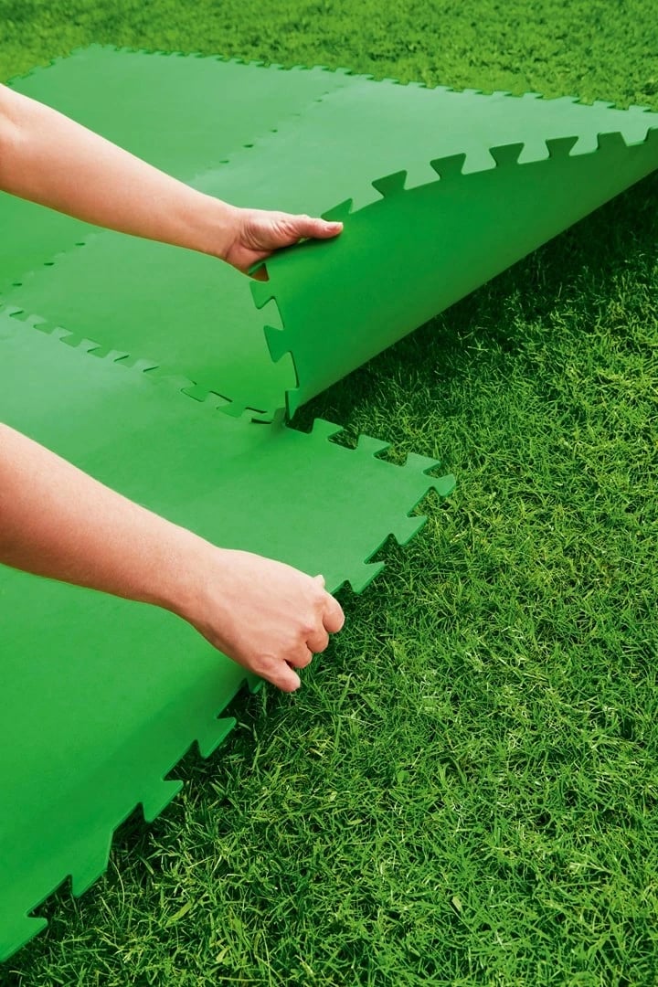 Mbrojtës dyshemeje për pishinë Bestway Flowclear 78cm x 78cm, i gjelbër, set prej 8 copësh