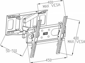 Mbajtëse muri për TV ART RAMART AR-77, 23-46", metal, e zezë