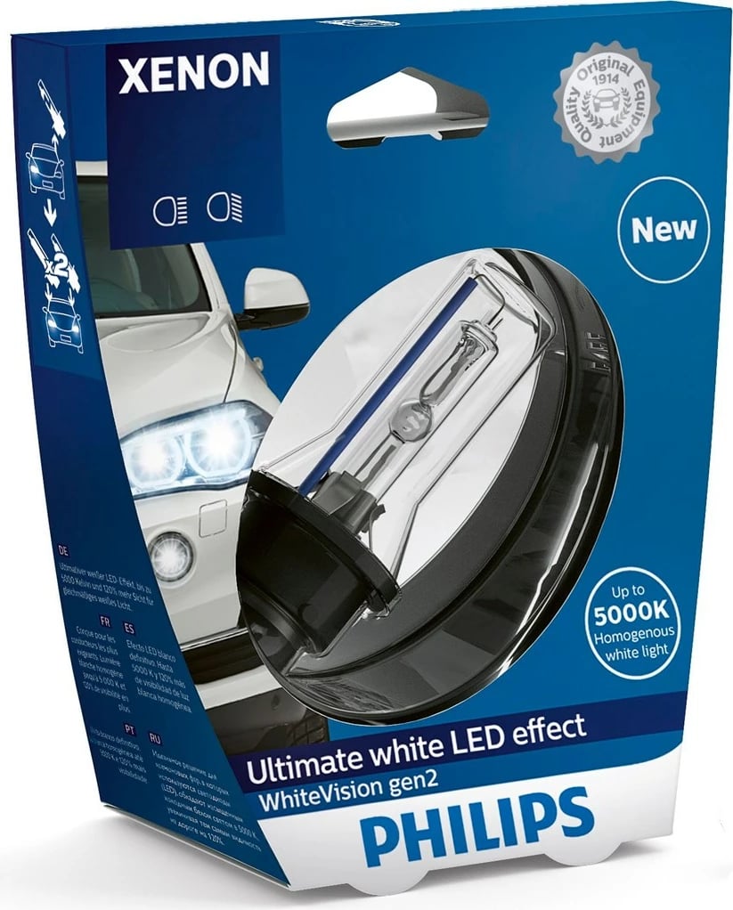 Dritë kokaresh Philips WhiteVision Xenon gen2, 35 W, Bardhë