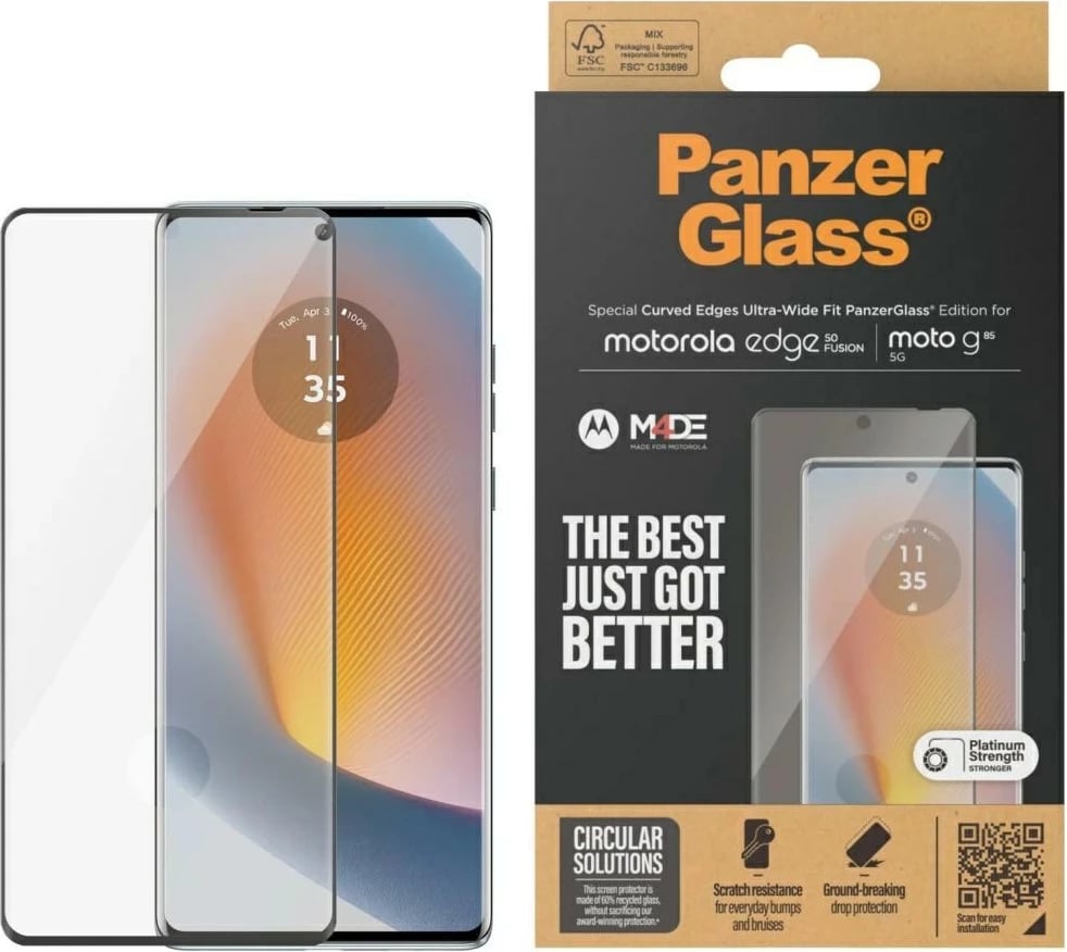 Xham mbrojtës PanzerGlass Ultra-Wide Fit për Motorola Edge 50 Fusion / Moto G85