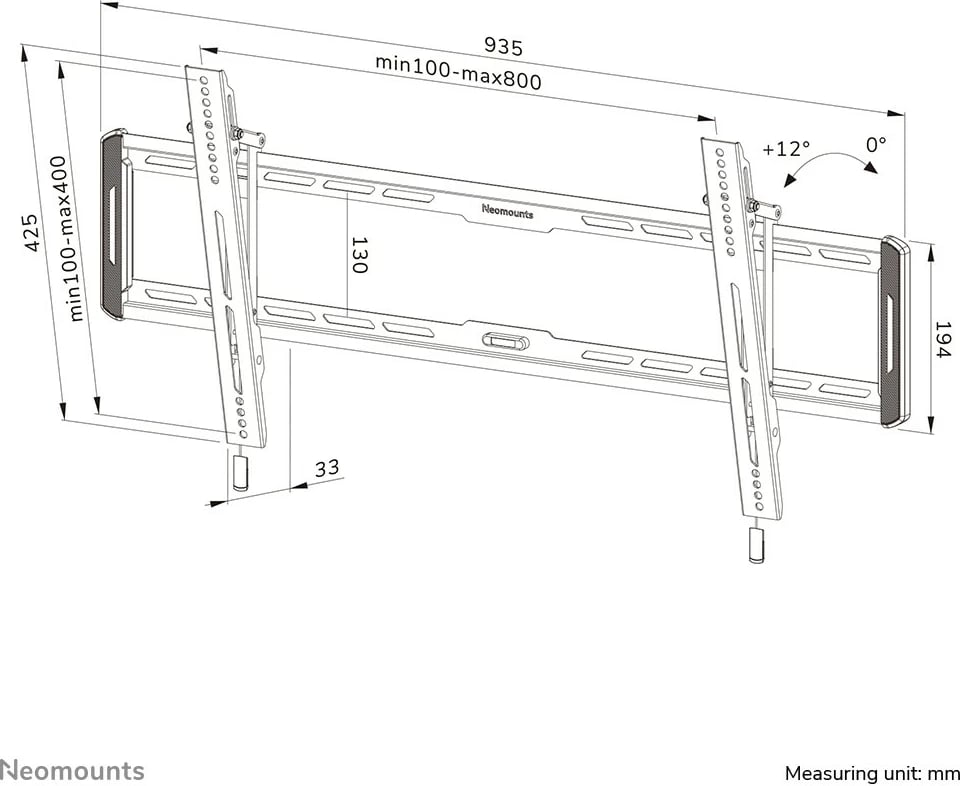 Mbajtëse muri TV Neomounts WL35-550BL18, çelik, 43-86 inç, e zezë