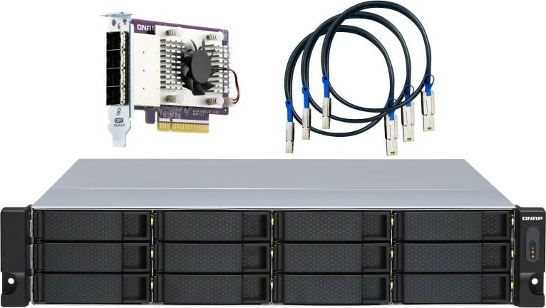 kabinet JBOD rack 2U, QNAP TL-R1200S-RP, 12 x 3.5'' SATA 6 Gb/s, lidhje SFF-8088/SFF-8644, PSU 250 W x2
