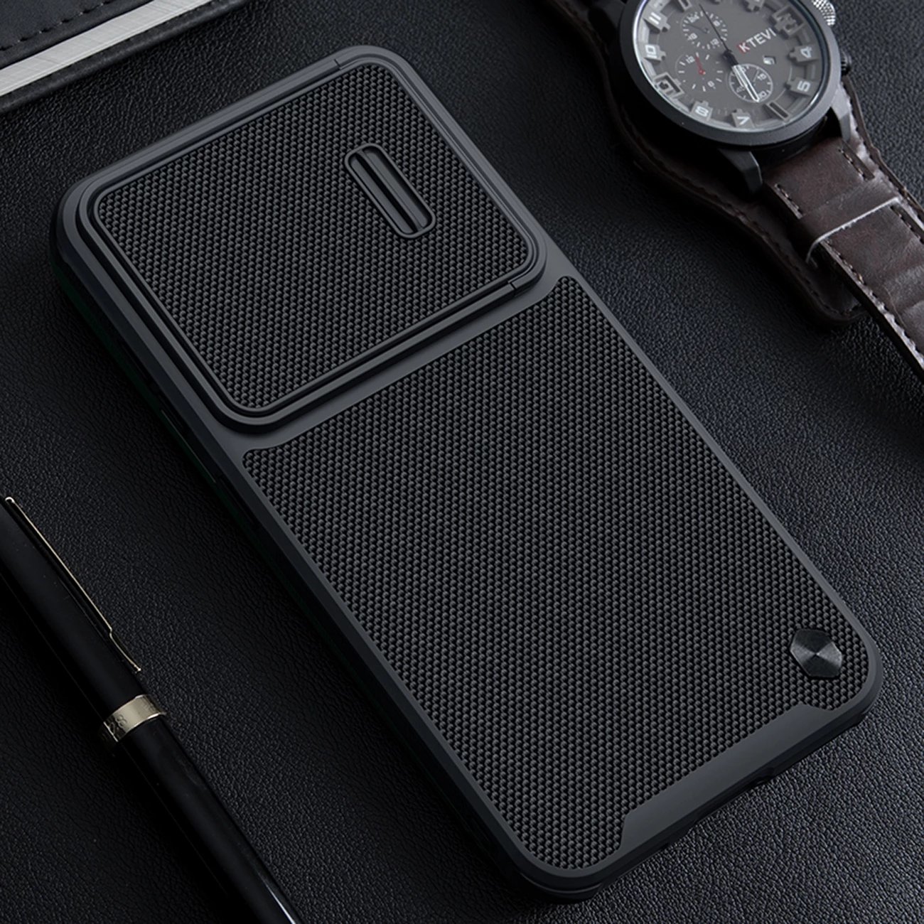 Mbështjellës Nillkin Textured S Case për Samsung Galaxy S23+, me kapak kamere, e zezë