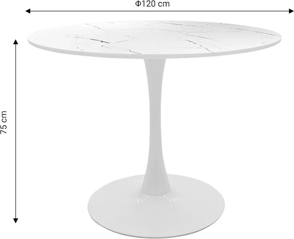Tavolinë ngrënie Balou I MDF mermer i bardhë D120x75cm