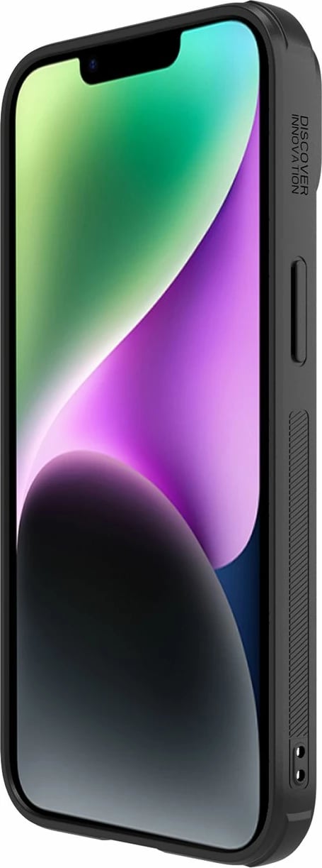 Mbështjellës Nillkin Synthetic Fiber S Case për iPhone 14, me kapak kamere, i zi