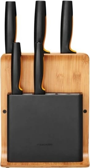 Bllok thikash Fiskars 1057552, Bambus, Plastikë, Çelik inox, Ngjyrë druri