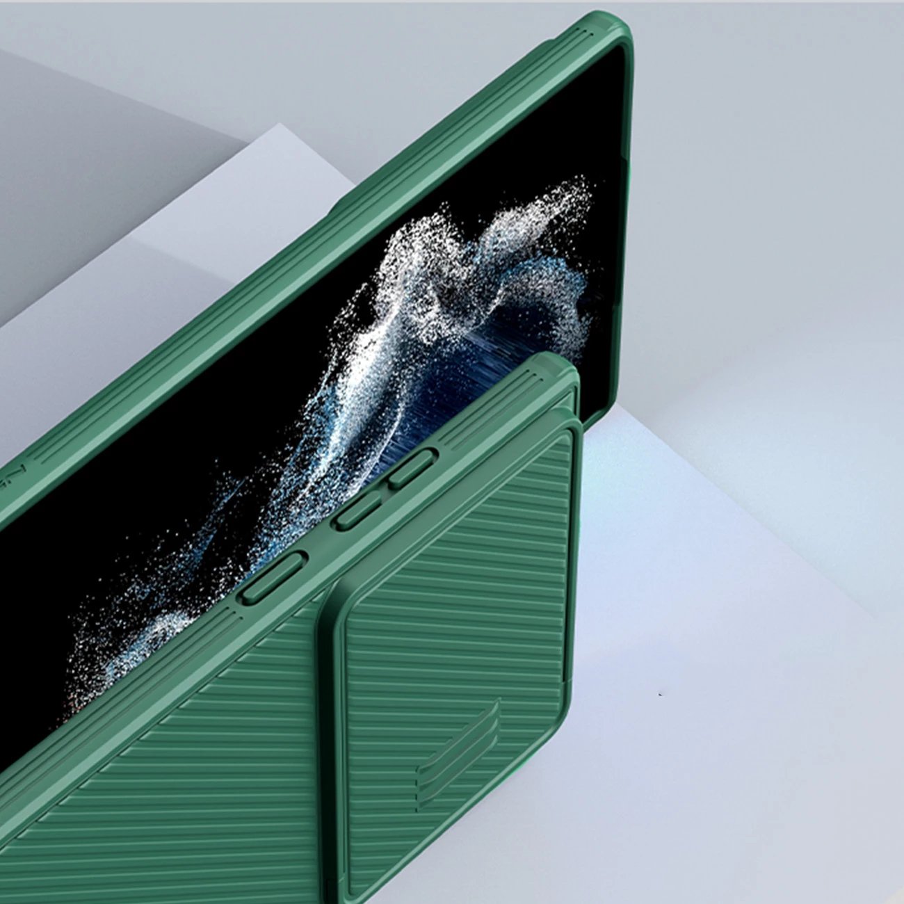 Mbështjellës Nillkin CamShield S Case për Samsung Galaxy S23 Ultra, me mbrojtëse kamere, Jeshil