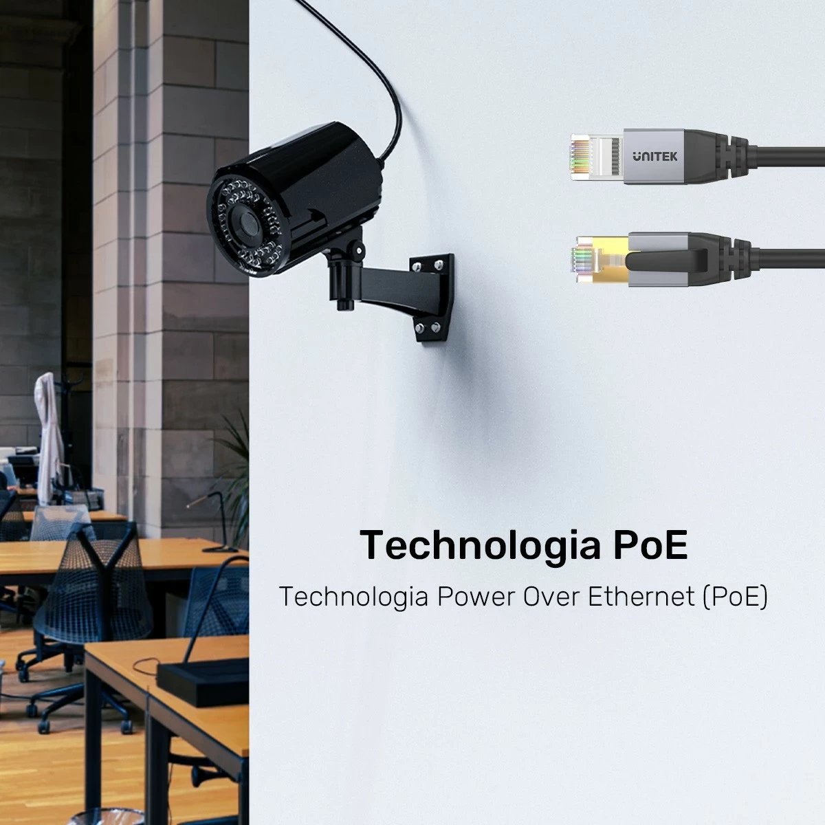 Kabëll Ethernet Unitek RJ-45 LAN, patchcord cat.8, 1m, ngjyrë zi-gri