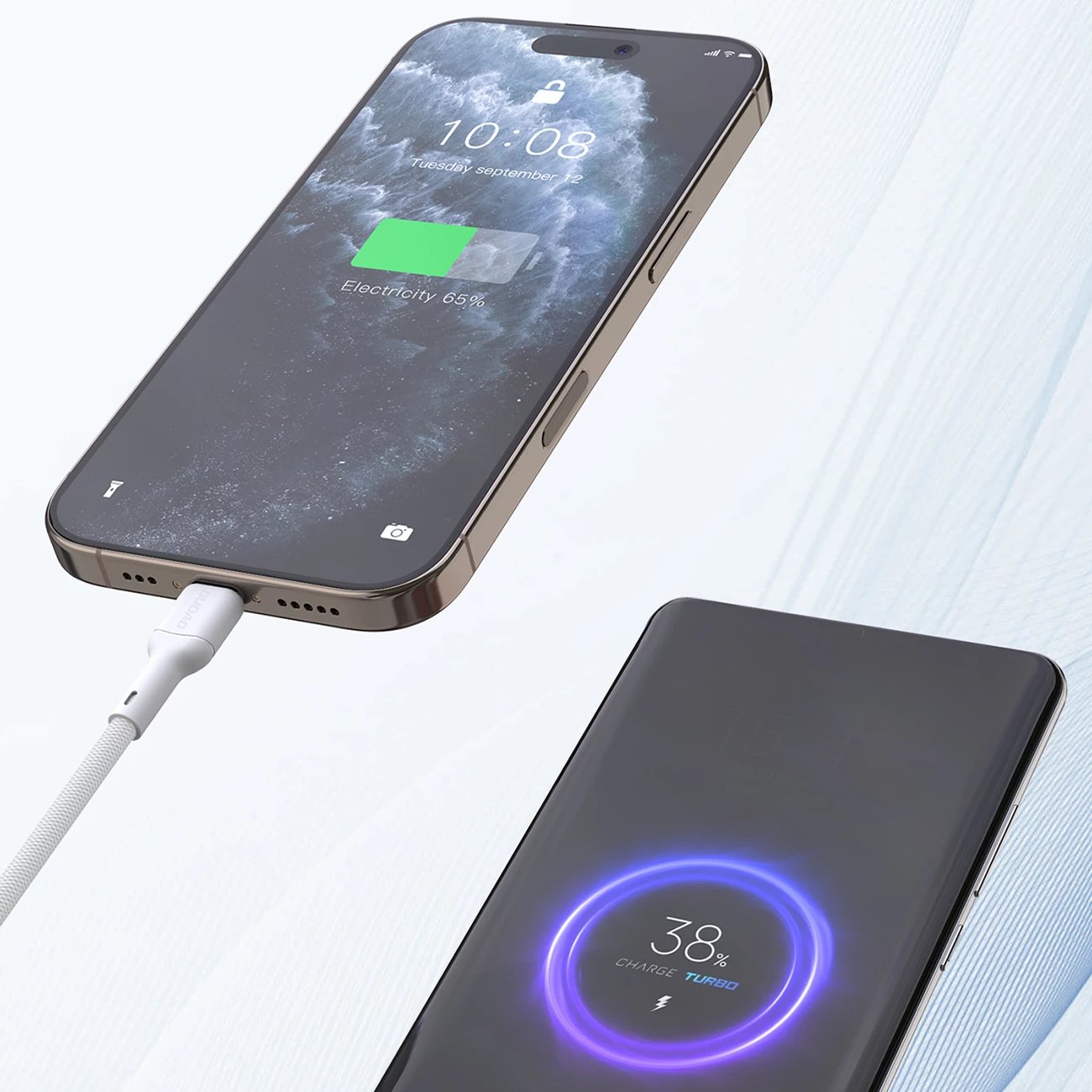 Kabllo USB-C në USB-C Dudao L9C, 2m, 65W, Bardhë