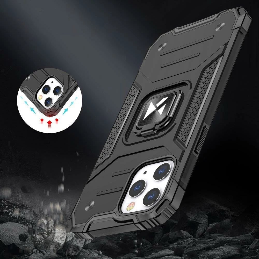 Mbështjellës Wozinsky Ring Armor me këmbëz dhe ring holder për iPhone 13 Pro Max, argjendtë
