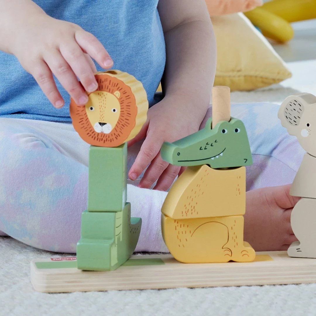 Set lodrash druri Fisher-Price Stack & Sort Animals, 10 pjesë, për fëmijë, shumëngjyrëshe