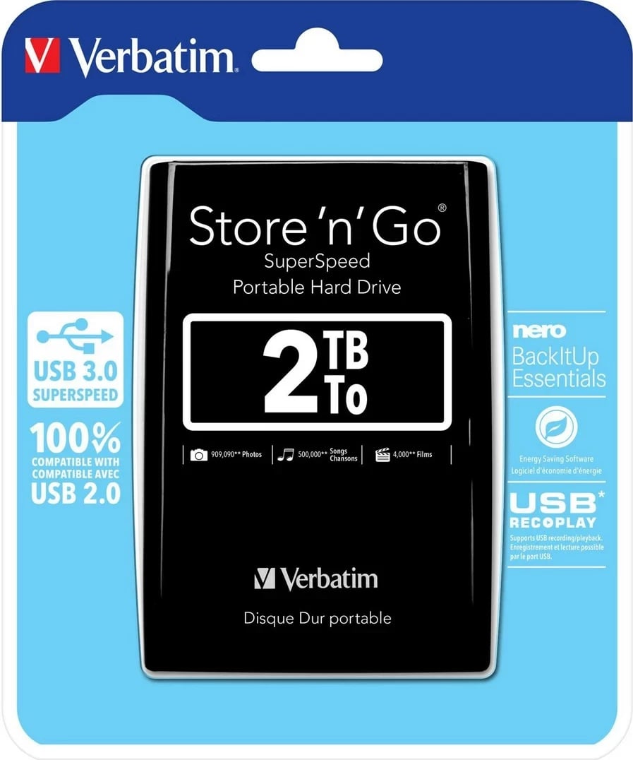 Hard disk Verbatim Store 'n' Go, 2TB, USB 3.0, i zi