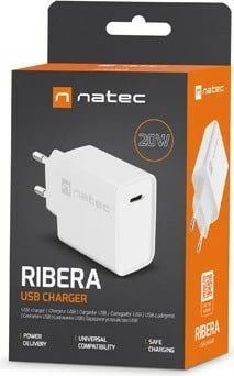 Karikues muri Natec Ribera, 1x USB-C, 20W, i bardhë