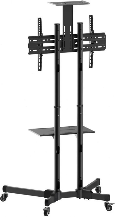 Stojak mobil për TV Techly ICA-TR16T, 37-70 inç, 50kg, dy rafte, i zi