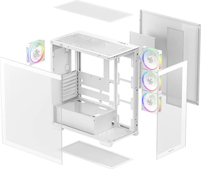 Kasë DeepCool CG580 4F V2, midi tower, xham i temperuar, e bardhë