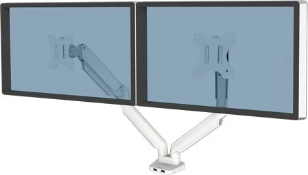 Monitorarm Fellowes Platinum doppelt, 2 USB-A porta, bardhë