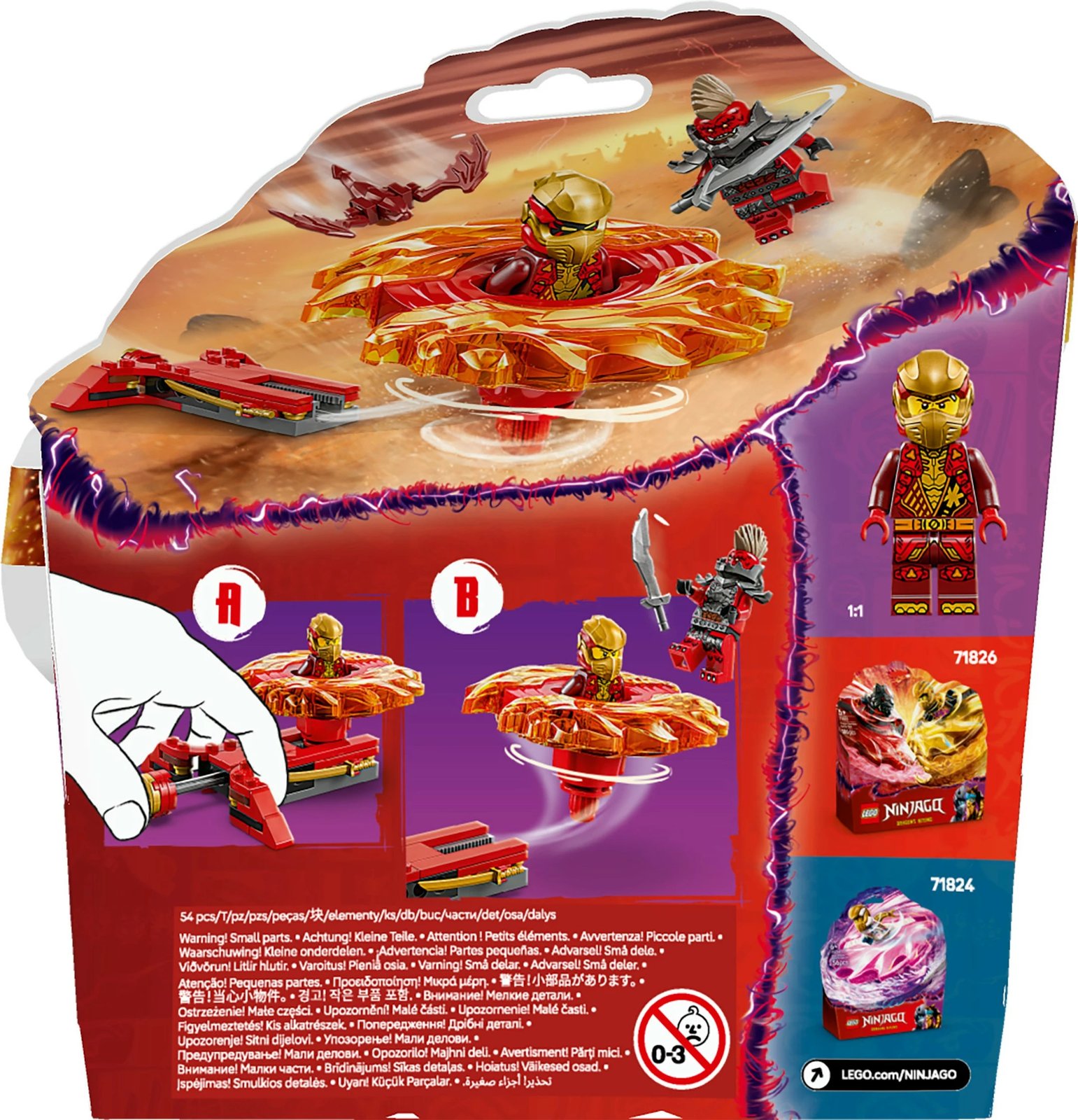 Set ndërtimi LEGO Ninjago 71823 Kais Drachen-Spinjitzu-Spinner, 54 pjesë, multikolor