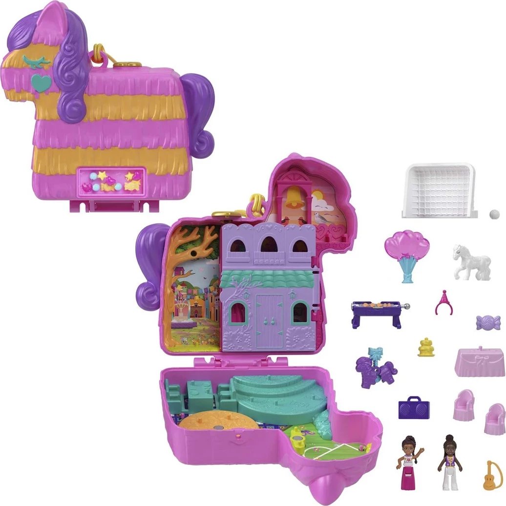 Set lodrash Polly Pocket Piñata Party Compact, MATTEL, HKV32, shumëngjyrëshe