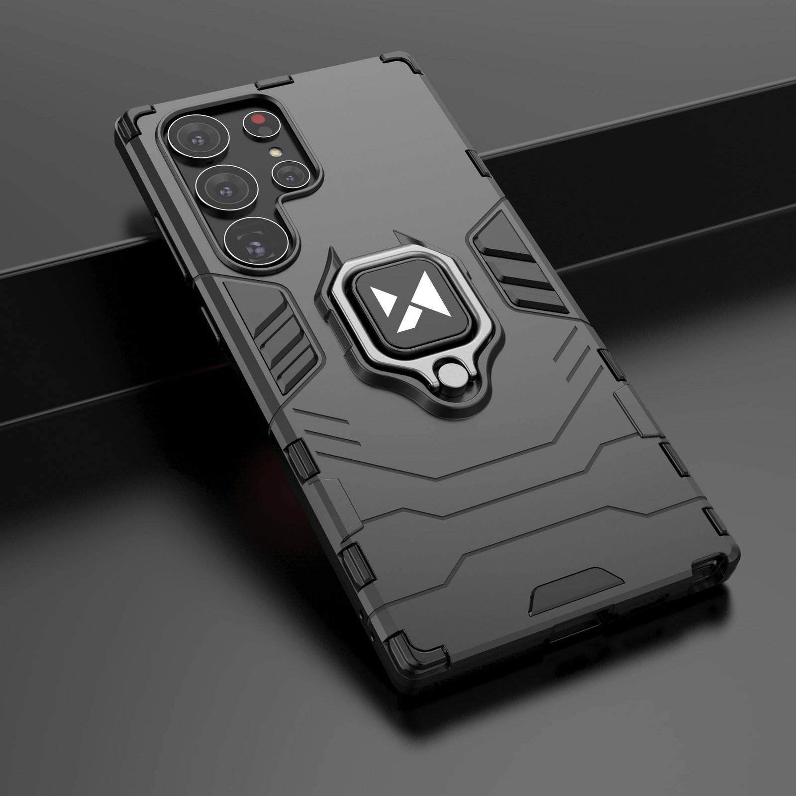 Mbështjellës Wozinsky Ring Armor për Samsung Galaxy S23 Ultra, me unazë dhe këmbalec, e zezë