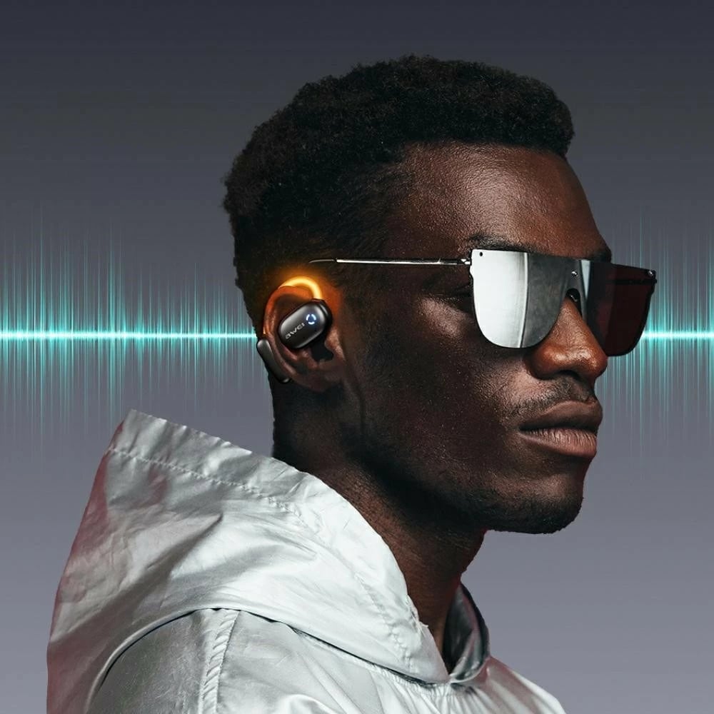 Kufje Bluetooth AWEI TZ13 ANC, BT 5.4, anulim aktiv i zhurmës, grepë veshi, kasë spinner me USB-C, e zezë