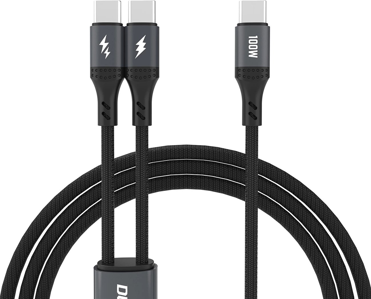 Kabllo karikimi Dudao L3F 2in1, 1.2m, 100W, 2x USB-C, e zezë