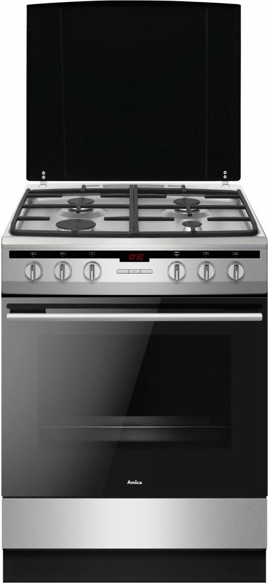 Furrë dhe pianurë Amica 617GES3.33HZpTaDpA(Xx) PIZZA, 65L, inox, 4 zona gatimi, gaz dhe rrymë