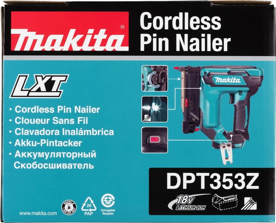 Stiftnagler Makita DPT353Z, 18V, pa bateri