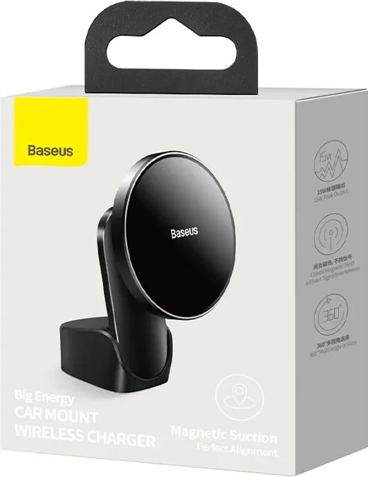 Mbajtës magnetik me karikues wireless Baseus WXJN-01 për iPhone 12/13, 15W, i zi