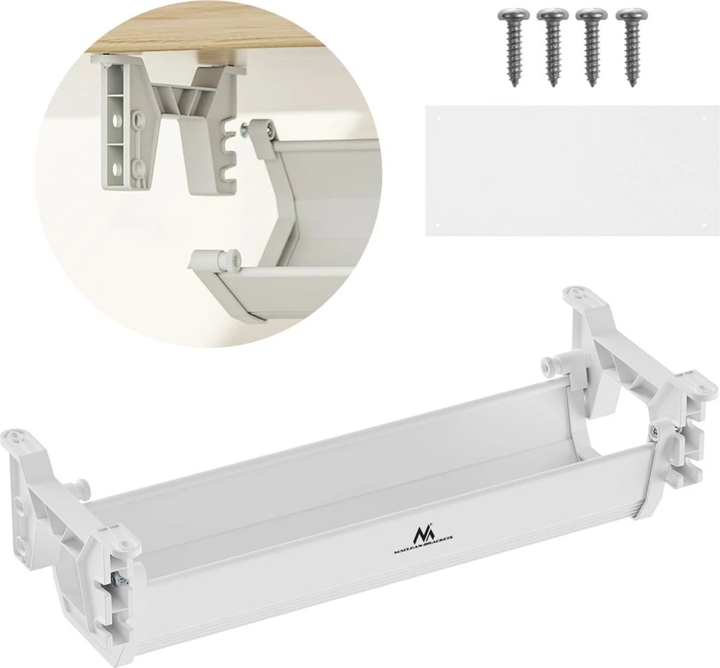 Organizues kabllosh Maclean MC-106 W, nën tavolinë, i bardhë