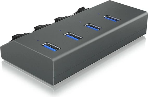 USB hub ICY BOX IB-HUB1405, 4 porta, USB 3.2 Gen 1, alumini, anthracite