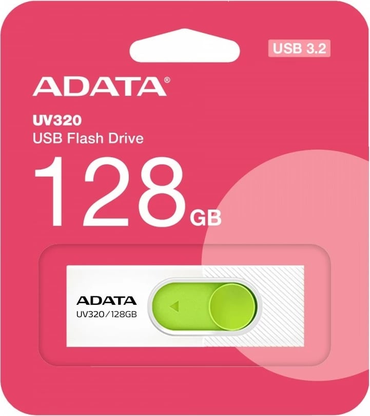 Pendrive Adata UV320, 128GB, USB 3.2, Bardhë-Gjelbër