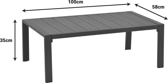 Set salloni për kopsht, 4 pjesë, kornizë alumini, ngjyrë gri e errët, material polidru dhe stof, ngjyrë gri