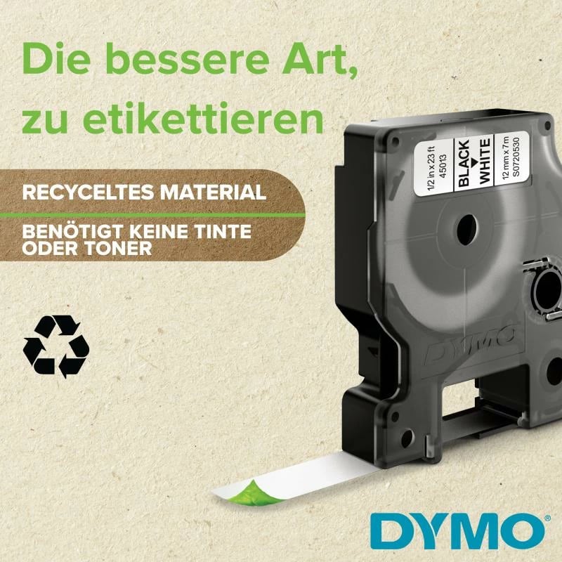 Shirit etiketash, Dymo D1 45809 S0720890 19mm x 7m poliestër, tekst i zi mbi të gjelbër