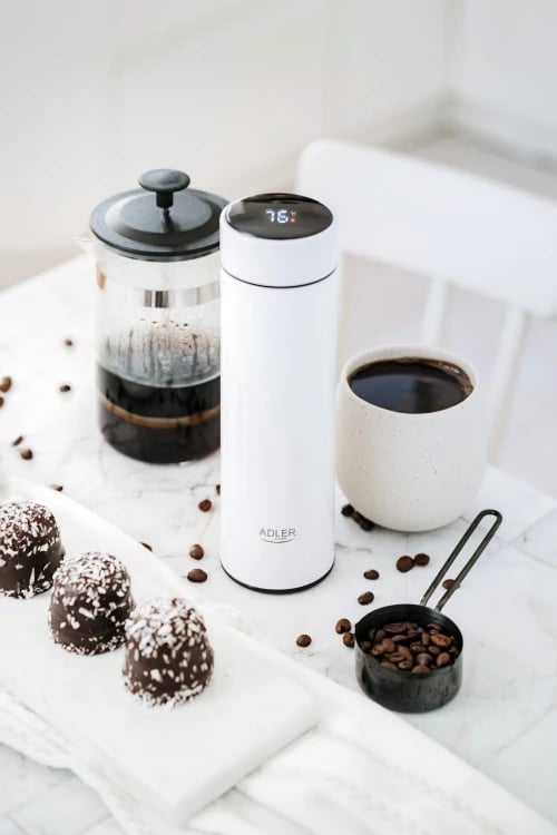 Termus, Adler, AD 4506, 473ml, ekran LED me prekje, izolim vakum, çelik inox SS304, e bardhë