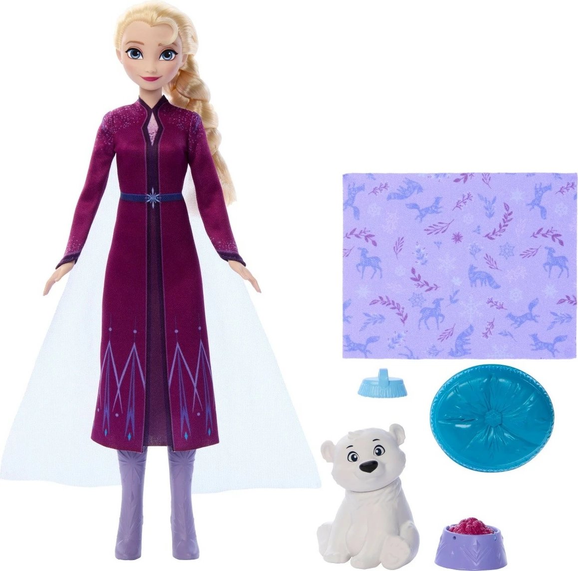 Kukull Elsa Disney Frozen me ari polar, Mattel JFG16, me aksesorë