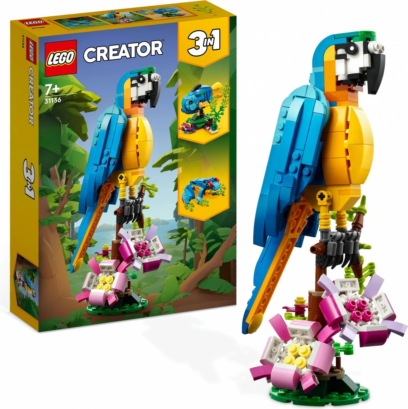 Set ndërtimi LEGO Creator 3-in-1 Papagalli Ekzotik, 253 pjesë, shumëngjyrësh