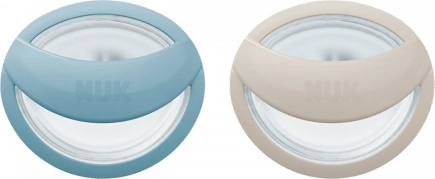 cicë qetësuese NUK MommyFeel 0-9 muaj silikon pa BPA, set 2 copë, blu/gri