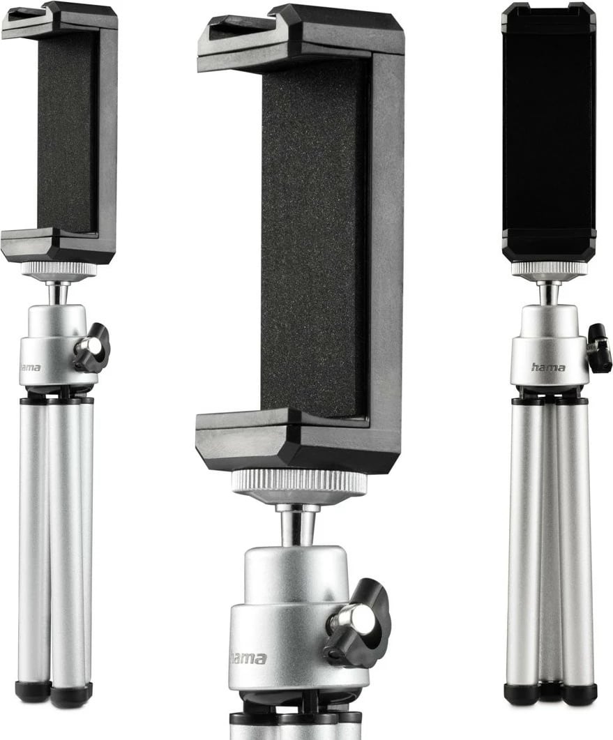 Tripod mini 2-në-1 Hama Fancy 4666 për smartphone dhe kamera, argjend