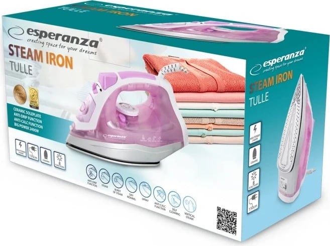 Hekur për hekurosje Esperanza EHI004, 2400 W, vjollcë, e bardhë