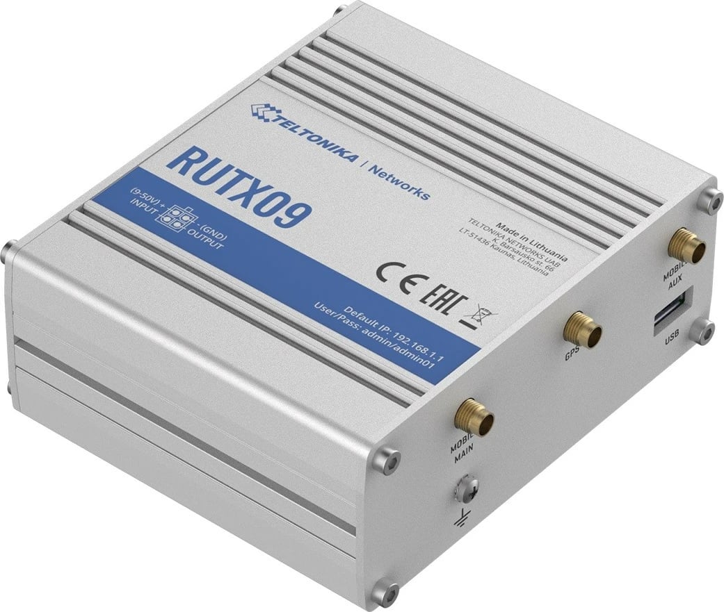 Router LTE TELTONIKA RUTX09, 4xGbE, 2xSIM, RutOS, Alumini